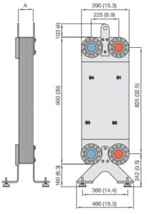 ALFA LAVAL, CB HEAT EXCHANGER, CB400 drawing