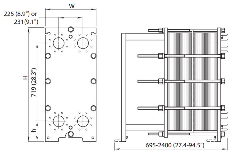 ALFA LAVAL, IndustrialLine HEAT EXCHANGER, M10 W drawing