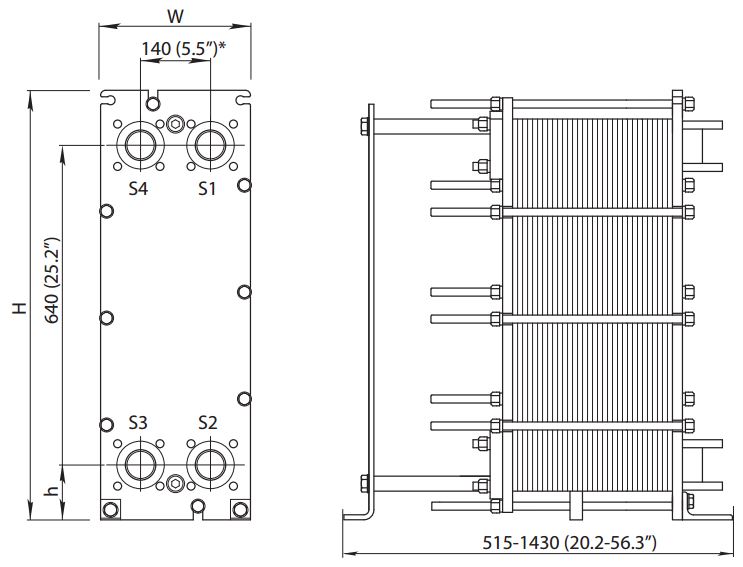 ALFA LAVAL, IndustrialLine HEAT EXCHANGER, M6 W drawing