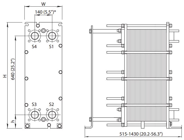 ALFA LAVAL, IndustrialLine HEAT EXCHANGER, M6 W drawing