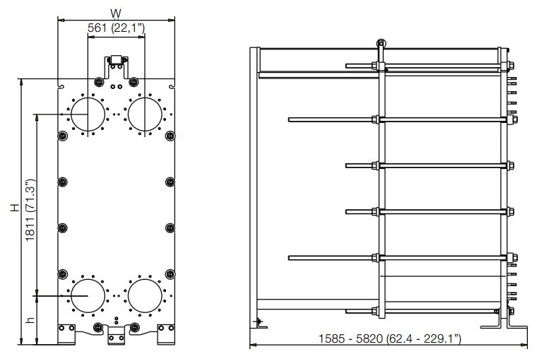 ALFA LAVAL, IndustrialLine HEAT EXCHANGER, MA30 W drawing