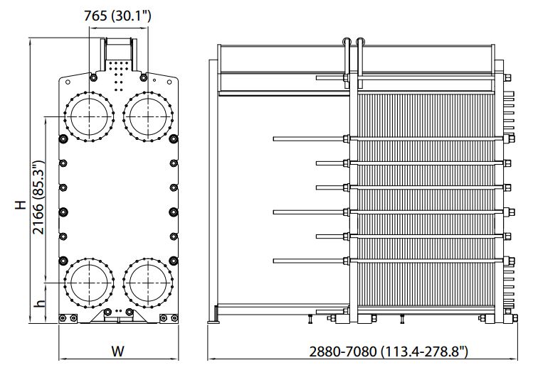 ALFA LAVAL, IndustrialLine HEAT EXCHANGER, TS50 drawing